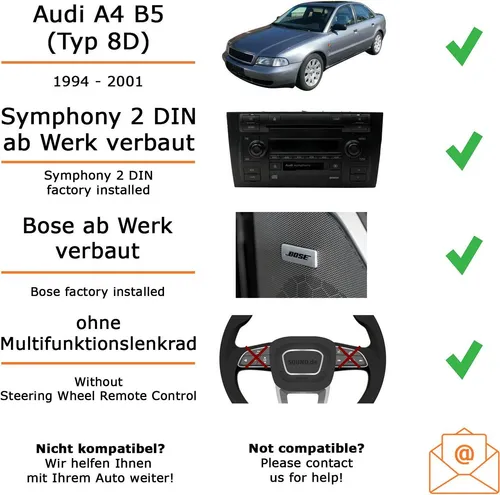 Kenwood DMX6523DABS Autoradio Einbaupaket für Audi A4 B5