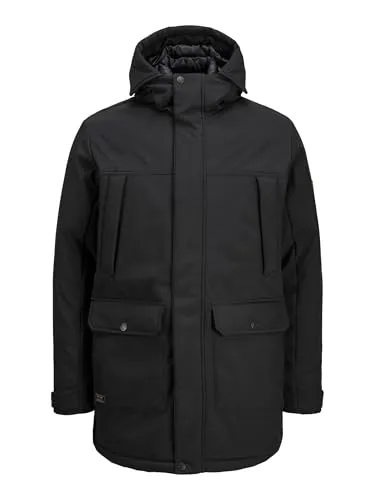 JACK & JONES Male Softshell Jacke - Funktionsjacke mit Kapuze und Kordelzug, ideal für Outdoor-Aktivitäten und vielseitig einsetzbar dank des bequemen Regular Fits.
