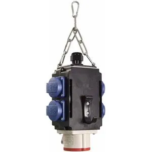 as - Schwabe MIXO Energiewürfel - Hängeverteiler mit 4 Steckdosen - Steckdosen & Zubehör: Wetterfester Hängeverteiler mit 4 Schutzkontaktsteckdosen und 1 CEE Steckdose, ideal für flexible Energieversorgung im Außenbereich, Made in Germany.