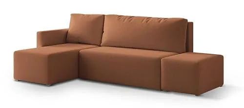 Masseno Ecksofa VELOTTI Q L-S mit Schlaffunktion L-Form, Modern Sofa mit Bettkasten, Wohnzimmersofa, Couch, Soffa, Bettsofa, Couchgarnitur - Kupferfarben, Quelle 54