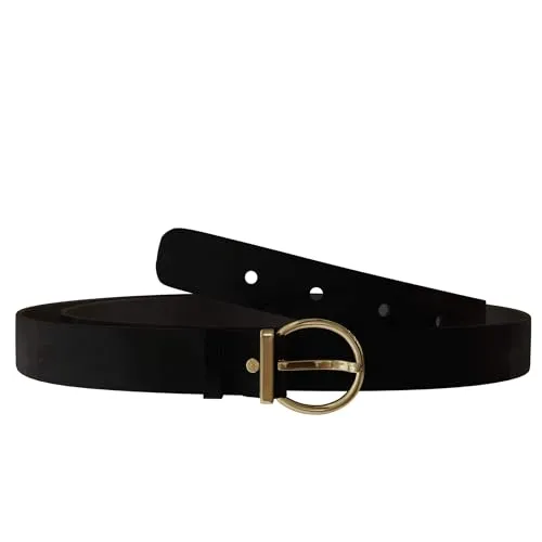 KMISSO Damen Velours Samt Gürtel Wildleder-Optik Rind Leder 30643 Schwarz 80 cm