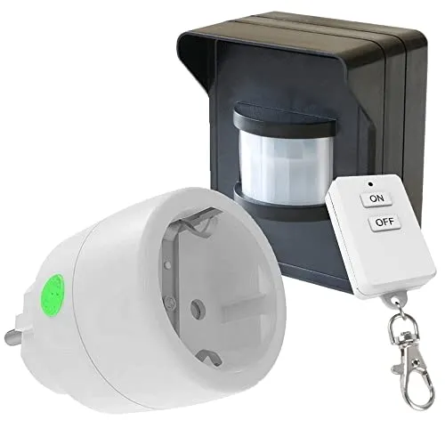 PD-541 DIW-FUNK Bewegungsmelder mit Funk Steckdose - Bewegungsmelder für innen und außen, schaltet automatisch bei Bewegung und bietet eine Funk Steckdose bis 2300W. Ideal für flexible Lichtsteuerung ohne Netzanschluss!