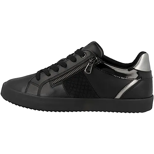 Geox Damen D Blomiee Sneaker, Schwarz, 38 EU - Damen-Ballerinas mit atmungsaktivem Obermaterial aus Synthetik und flacher Gummisohle für optimalen Komfort im Alltag.
