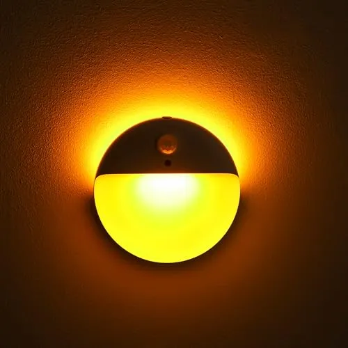 YUNLEX 2er-Pack Bewegungsmelder-Nachtlicht, 2 Lichtquellen, 3 Lichtmodi, Nachtlicht für Treppe, Bad, Schlafzimmer, Flur, Küche, Amber