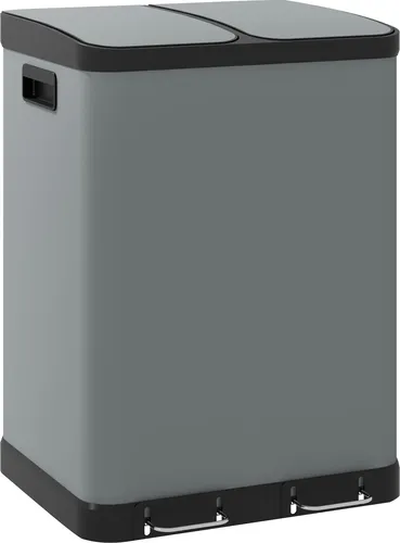 HOMCOM 2 x 30L Treteimer mit Softclose - Haushaltszubehör für mühelose Mülltrennung: Der Mülleimer mit zwei Fächern und herausnehmbaren Inneneimern sorgt für einfache Entsorgung und hygienische Sauberkeit in Ihrem Zuhause.