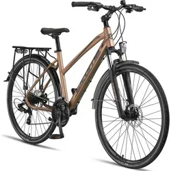 Licorne Bike Premium Touring Trekkingrad 28 Zoll - Gold - Hochwertiges 28 Zoll Trekkingrad in edlem Gold, ideal für StVZO-konforme Fahrten und ein zulässiges Gesamtgewicht von bis zu 95 kg.