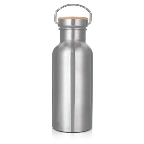 Trinkflasche Edelstahl 500ML, Isolierte Thermosflasche für Sport, BPA-Frei Auslaufsicher Metall Wasserflasche für heiße & kalte Getränke, Outdoor Trinkflasch für Büro, Sport, Schule, Fitness