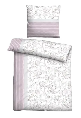 Traumhaft schlafen - Castell Feinbiber Bettwäsche 0351110 PAISLEY, viola 135x200 cm - Bettwäsche aus 60% Baumwolle und 40% Polyester, mit verdecktem Reißverschluss. Ideal für einen erholsamen Schlaf und pflegeleicht bei 40°C.