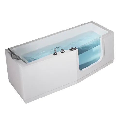 ELEGANZ Badewanne mit Tür - Seniorenbadewanne 160x70/80cm - Badewanne mit Tür für Senioren, niedriger Einstieg für sicheres Baden, 250 Liter Volumen, stabiler Fußgestell, modernes Design in Weiß.