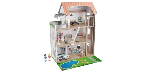 Produktbild Playtive Holz-Puppenhaus, 39-teilig, 3 Etagen