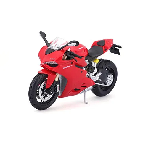 Bauer Spielwaren 2049741 Ducati 1199 Panigale: Originalgetreues Motorradmodell im Maßstab 1:12, mit Federung und Seitenständer, spezielles Ducati-Rot (5-11108), Mittel