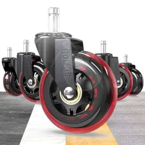 HOLKIE Bürostuhl Rollen 11x22 mm Rot Ersatzrollen für Schreibtischstuhl aus Gummirollen für Hartbodenrollen 5er-Set robuste für Stühle als Ersatz für Computer-Gaming-Stuhlmatten