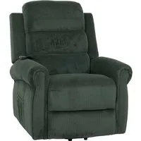 Berlinlodge Massage-Fernsehsessel HxBxT 138x86x168 cm Sitzhöhe 49 cm Liegefunktion Aufstehhilfe Massage Heizfunktion Stoff Cord Grün Massagesessel