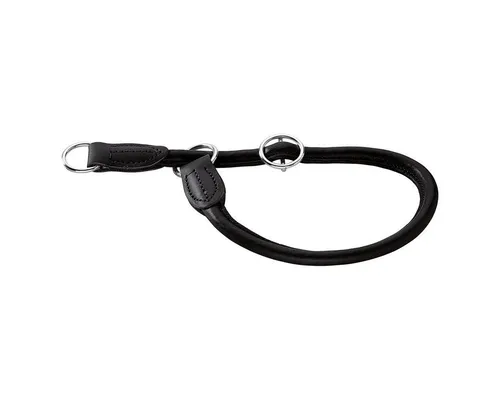 Hunter Dressurhalsband Round & Soft schwarz - Hochwertiges Hunde-Halsband aus Rindnappaleder, stufenlos verstellbar und besonders fellschonend für langhaarige Hunde. Ideal für Komfort und Stil.