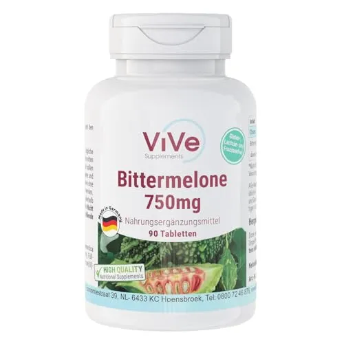 Bittermelone-Extrakt 750mg - 90 Tabletten + Chrompicolinat - vegan - standardisiert auf 10% Charantin | Qualität aus Deutschland von ViVe Supplements