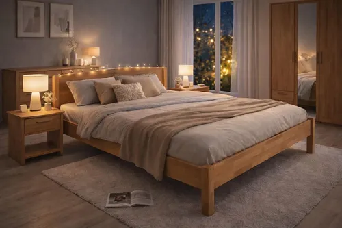 Doppelbett Holzbett Buche massiv geölt 140x200 #4530