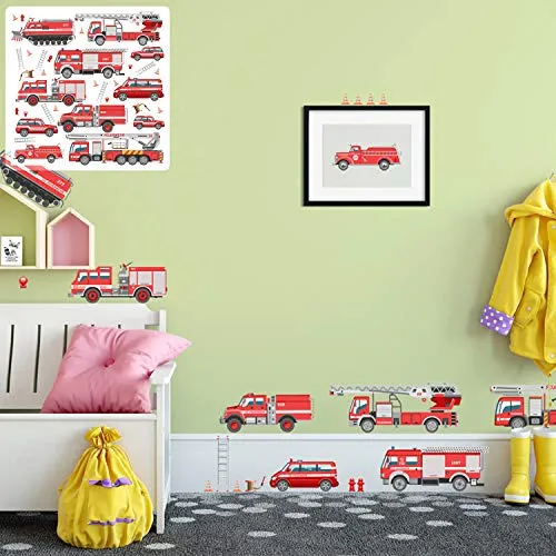 XXL Feuerwehr Wandtattoo Set für Kinderzimmer - Bunte Wandsticker für die kreative Gestaltung von Kinderzimmern. Mit einem Set können Sie eine ganze Wand dekorieren, gefertigt aus hochwertiger, seidenmatter Folie für langlebige Freude.