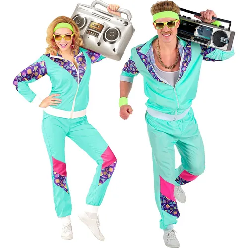 W WIDMANN MILANO Party Fashion - 80er Jahre Kostüm Trainingsanzug - Kostüm-Outfits für Erwachsene, perfekt für Mottopartys oder Karneval mit stylischem Retro-Jogginganzug im 80er Jahre Look.