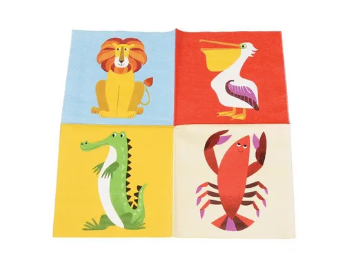 Rex London Papierserviette Rex International Kinder Papierservietten Safari Tiere 20 Stück