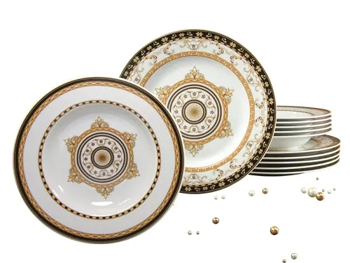 Creatable 15086 Majestosa Tafelservice 12-teilig - Edles 12-teiliges Tafelservice aus hochwertigem Porzellan im Mandala Stil, spülmaschinen- und mikrowellengeeignet – ideal für besondere Anlässe!