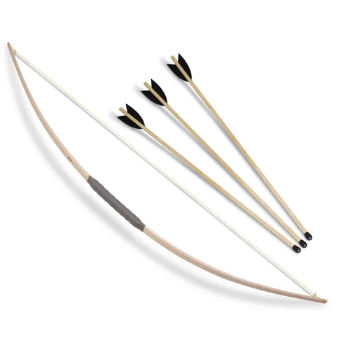 BestSaller 1251 Sportbogen 120cm aus Holz & 3 Pfeile mit Pfropfen 50cm, natur, 4