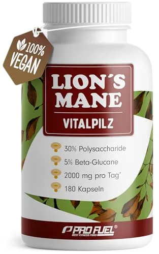 Lions Mane Kapseln 180x - Hochwertiger Löwenmähne Pilz-Extrakt - Vegane Kapseln mit 2000 mg hochwertigem Löwenmähne-Pilz-Extrakt (30:1) für einen Vorrat von 60 Tagen. Ideal für eine bewusste Ernährung. Made in Germany und laborgeprüft.