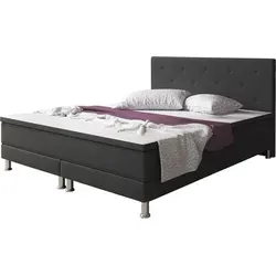 Boxspringbett E1 180x200 cm Anthrazit - Grau - Erleben Sie optimalen Schlafkomfort mit dem Boxspringbett E1 180x200 cm. Dieses hochwertige Bett bietet eine exzellente Körperanpassung durch Taschenfederkernmatratzen und einen bequemen Topper für erholsame Nächte.