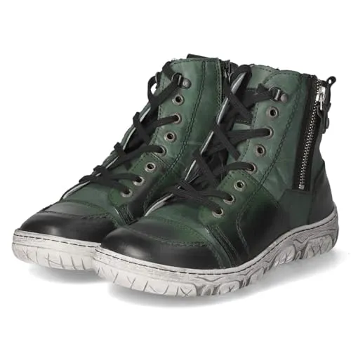 KRISBUT 3201-9 PO Schnürstiefel Damen in Grün - Gr. 38 - Modische Schnürstiefel aus Glattleder mit leichtem Futter für kühle Tage und praktischem Reißverschluss für einfaches An- und Ausziehen.