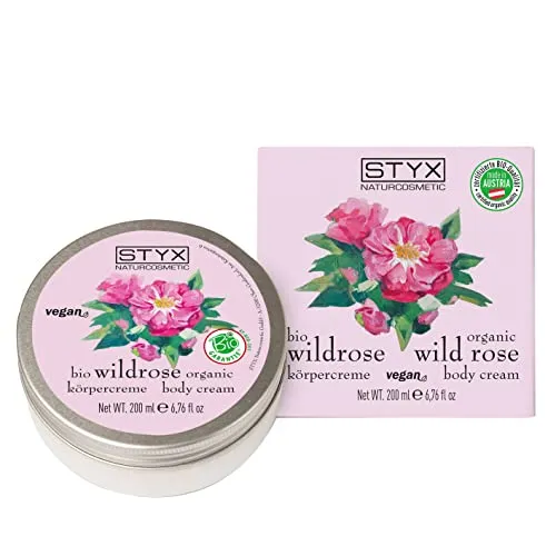 STYX Wildrose Körpercreme 200ml - Bodycreme mit BIO Wildrosenöl, ideal für alle Hauttypen. Stabilisiert und glättet die Haut, vegan und BIO Austria zertifiziert.