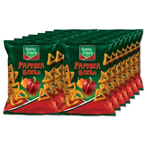 Funny Frisch Paprika Ecken Chips, 14 Beutel à 75g - Knusprige Chips mit Paprika-Geschmack, ideal für den Snack zwischendurch. Perfekt portioniert in praktischen Beuteln, für jeden Anlass geeignet.