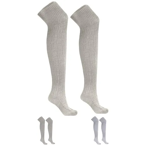 German Wear Trachtenstümpfe Lange Trachtensocken Strümpfe Socken 70cm (DE/NL/SE/PL, Numerisch, 44, 46, Regular, Regular, 1, Natur)