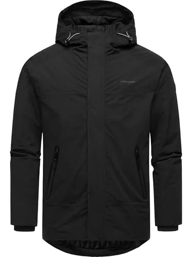 Ragwear Herren Kurze Winterjacke Hatar Black24 Gr. L - Funktionsjacke, wasserdicht und atmungsaktiv, ideal für kalte Tage mit großer Kapuze und weichen Rippbündchen für optimalen Schutz.