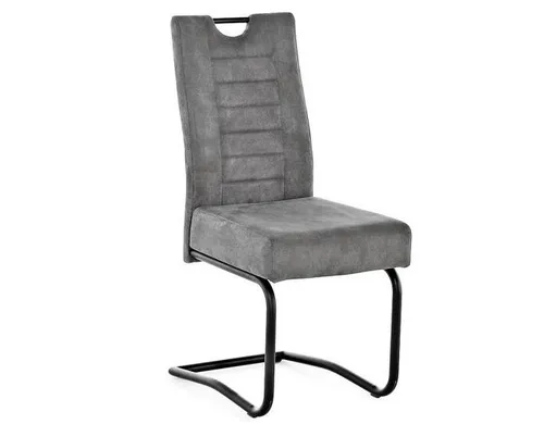 Freischwinger Stuhl dunkelgrau mit Taschenfederkern in grau von Pro Com