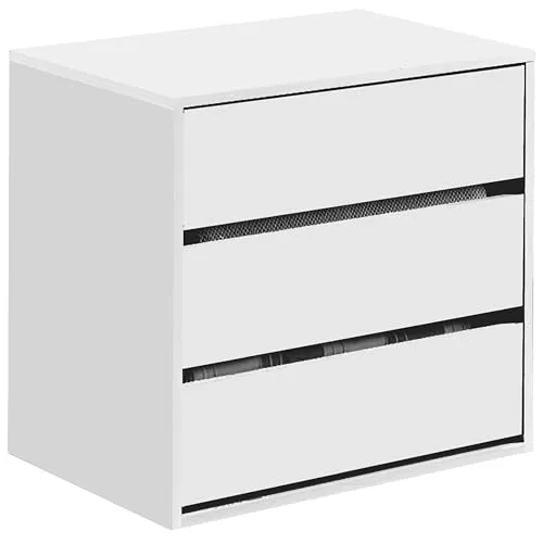 Habitdesign Kommode mit 3 Schubladen in Mattweiß - Kommode in Mattweiß, ideal für Schlafzimmer oder Wohnzimmer, aus langlebigem Melamin, einfach zu reinigen und PEFC-zertifiziert.