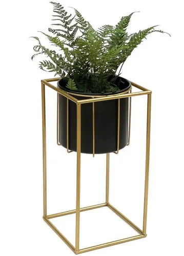DanDiBo Blumenständer mit Topf - Modernes Metall Design in Gold Schwarz - Stylischer Blumenständer aus robustem Metall, ideal für Pflanzen aller Art. Mit entnehmbarem, wasserdichtem Topf und stabiler Konstruktion für bis zu 20 kg. Perfekt für Wohnräume, Büros oder Terrassen.