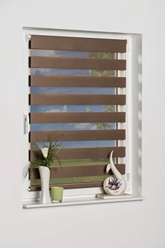 K-home 520598-1 Klemmfix Doppelrollo Madrid ohne Bohren Mokka 40 x 150 cm (B x L)