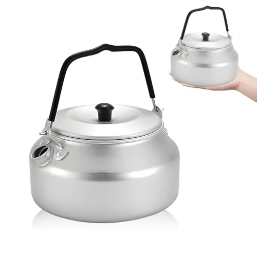 Casenly Wasserkessel aus Edelstahl, 0.8L Tragbare Campingkessel mit Anti Heißgriff, Camping Wasserkocher, Kaffeekanne Teekessel Wasserkocher für Kochen im Freien Picknick Wandern Camping Zubehör