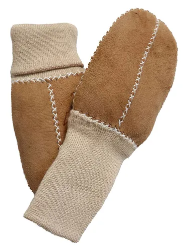 Kaiser Naturfellprodukte Lammfell-Fäustlinge in Hellbraun, braun, Baby