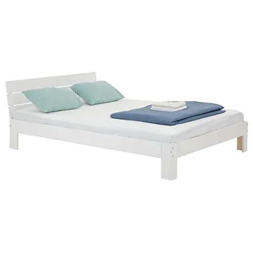 IDIMEX Massivholzbett THOMAS - Hochwertiges Einzel- und Doppelbett aus massivem Kiefernholz, in elegantem Weiß lackiert. Ideal für gemütliche Schlafzimmer und langlebige Nutzung.