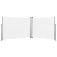 vidaXL Ausziehbare Seitenmarkise Creme 120 x 1000 cm - Sichtschutz für Garten, Terrasse oder Balkon mit automatischer Rückrollfunktion und UV-beständigem, wasserabweisendem Polyester – ideal für Privatsphäre und Schutz vor Sonne.