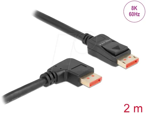 DELOCK 87063 - DisplayPort 1.4 Kabel, 8K @60 Hz, 90° rechts gewinkelt, 2 m