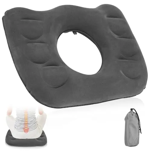 Woxovo Aufblasbares Sitzkissen, Sitzring, Ergonomisches Sitzkissen, Sitzring Nach Op, Donut Kissen, Hämorrhoiden Kissen, Geeignet für Zuhause, Büro, Reisen und Rollstuhlfahrer