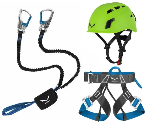 SALEWA Klettersteigset Via Ferrata Premium Attac, Evo Klettergurt & Toxo 3.0 Helm - Klettersteigsets mit Premium Attac Bremse, Evo Klettergurt und Toxo 3.0 Helm, ideal für sicheres Klettern und optimalen Schutz.