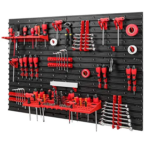 Werkzeugwand Lagersystem – 1152 x 780 mm Wandregal mit Werkzeughaltern – Set 38 Zubehör Werkzeuglochwand Werkstattregal Haken