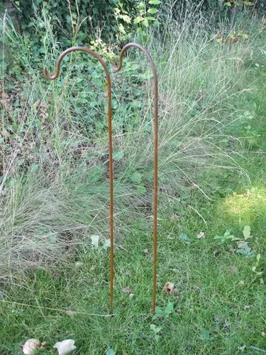Stück, Gartenstäbe , m. Haken, Laternenhaken, Blumenampelhaken, Eisen, Rost 2