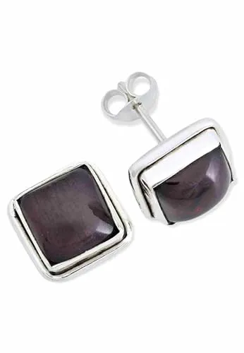 Ohrstecker 925 Silber Granat roter Stein Edelstein Ohrringe echt Silber Damen Sterling Silber Stecker Geschenk(MOS-072-02)