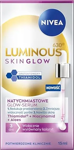 NIVEA LUMINOUS630 Skin Glow Sofortglow-Serum - Aufleuchtendes Gesichtsserum mit Thiamidol, Niaciamid und Aloe für Tag 30ml