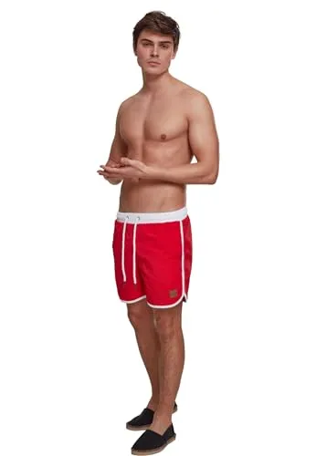 Urban Classics Herren Badehose Retro Swimshorts, Retro Badehose für Männer, mit Kordelzug, erhältlich in vielen Farben, Größen XS-5XL