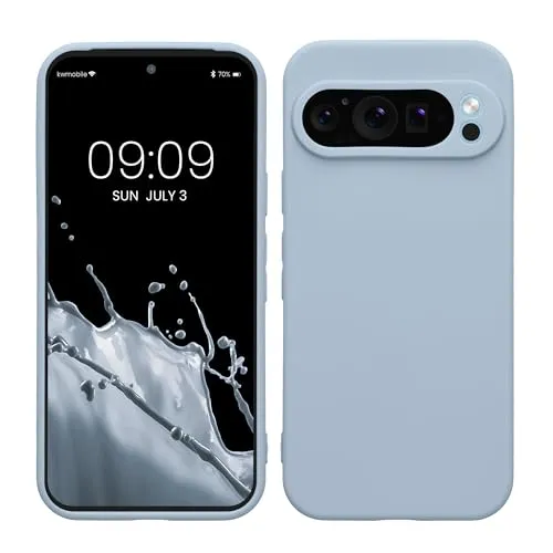 kwmobile Handyhülle für Google Pixel 9 Pro Hülle - weiches Handy Silikon Case - Schutzhülle Cover - Hellblau matt