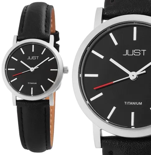 Titan Damenuhr Quarz analog JUST JU10038 - Armbanduhr für Damen mit elegantem Titan-Gehäuse und echtem Lederarmband. Wasserdicht bis 50 m, ideal für jeden Anlass.